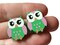 12 22mm Green Wooden Owl Beads Wood Animal Beads Cute Bird Beads